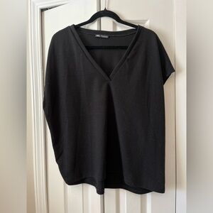 Zara Black V-Neck Short Sleeve Top